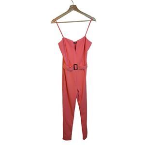 Fashion Nova Pink Belted Strappy Jumpsuit Women's Sz S